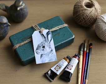 Etiquetas de regalo de conejito de acuarela: etiquetas imprimibles para recuerdos de Pascua (descarga digital)