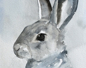 Bunny art print Nursery art Bunny Watercolor PRINT Rabbit  Bunny print of Original watercolor bunny