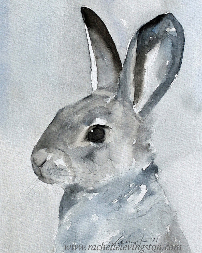 Easter Bunny art print Nursery art Bunny PRINT in Watercolor PRINT Rabbit from my Original watercolor bunny image 1