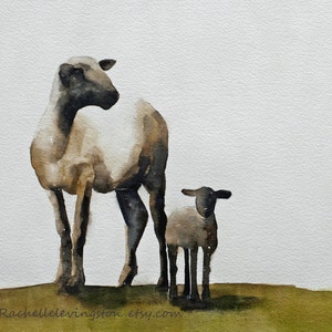 animal sheep PRINT art animal art lamp painting  baby nursery room decor baby girl wall art nursery art girl nursery PRINT 8x10 brown sepia