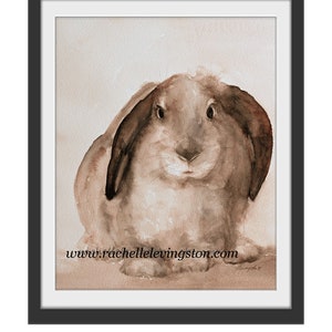 easter bunny painting rabbit PRINT easter Print Bunny PRINT bunny art print Bunny Nursery art print baby girl wall decor brown white image 2