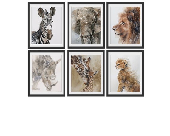 Watercolor Animal PRINT SET for Nursery. Animal Painting of | Etsy