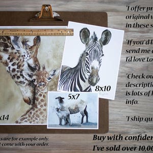 Art print of watercolor Giraffe painting Nursery art PRINT of giraffe. Nursery Giraffe art PRINT SET Elephant cheetah. Nuetral baby decor image 9