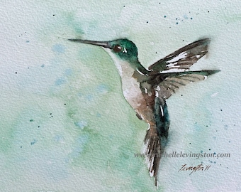 Hummingbird Watercolor Print: Bird Painting Art