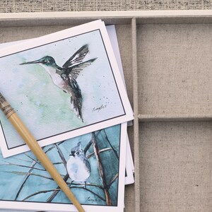 Valentine's gift idea for mom. Bird card watercolor card. Watercolor NOTE CARDS with bird painted. Blank Bird Note cards notecard set 1 image 3