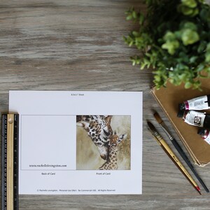 Instant DOWNLOAD Giraffe card. PRINTABLE Giraffe card. Digital download Baby giraffe card. Watercolor painted card. SQUARE card. Envelope