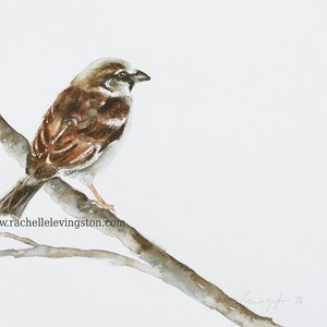 modern minimalist art minimalist painting for her watercolor painting of Sparrow painting bird PRINT bird Painting bird wall art winter