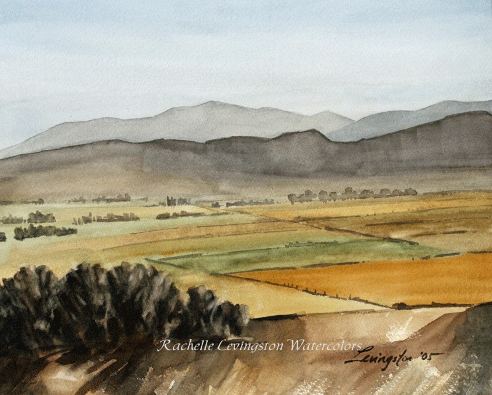 Watercolor Landscape PRINT of Fields-watercolor Fine Art - Etsy