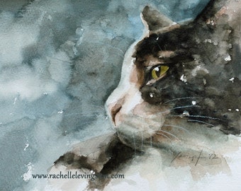 Black Cat PRINT cat art Print of cat from cat painting Cat artwork -Kitten