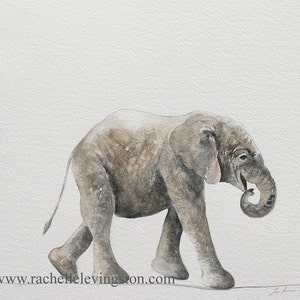 Baby elephant painting Elephant PRINT set in watercolor Mother elephant with baby following Baby elephant art for nursery room decor image 4