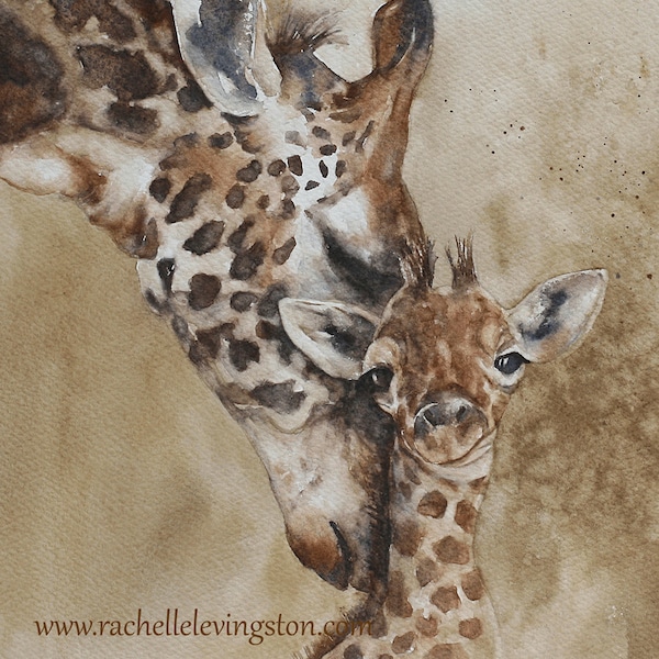 Giraffe Watercolor Painting: Animal Art Print or Custom Original