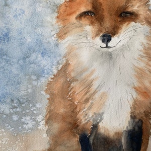 Original fox painting in watercolor-Original watercolor painting of Red Tailed fox painting rachelle levingston image 2