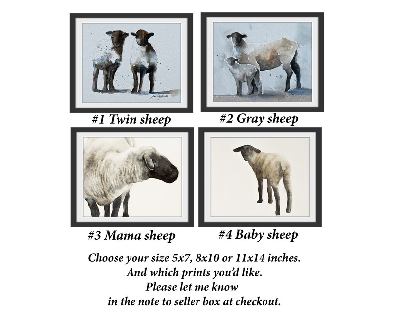 Watercolor Lamb Print Set: Religious Easter Art image 2