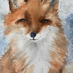 Original fox painting in watercolor-Original watercolor painting of Red Tailed fox painting rachelle levingston image 3