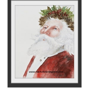 Watercolor Santa painting-Santa PRINT Red Christmas Decor Christmas decoration Vintage St nick art print 11x14 image 2