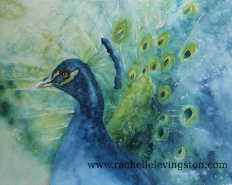 Peacock Art Print: Boho Watercolor Bird Wall Decor