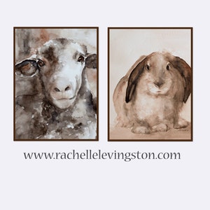 Easter Art in watercolor Animal set Sheep Art Print Easter Bunny Print image 5