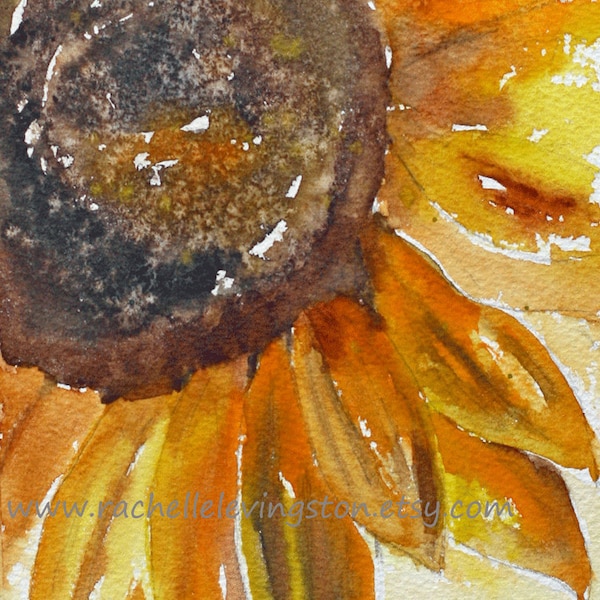 Sunflower Watercolor Art Print: Yellow Floral Home Decor