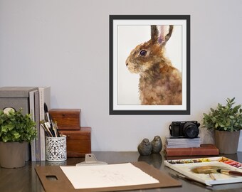 Watercolor Bunny Print: Easter Nursery Wall Decor
