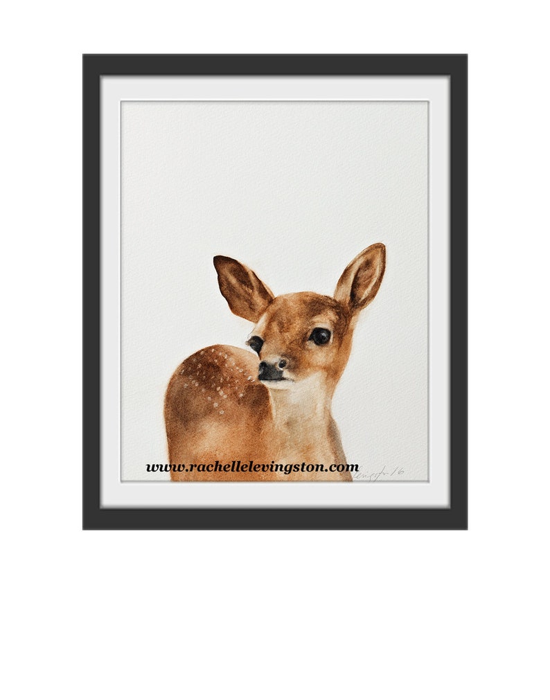 Watercolor deer painting of deer painting. Fawn print Baby deer WOODLAND nursery art PRINT for nursery peek a boo animal PRINT baby deer image 3