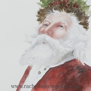 Watercolor Santa painting-Santa PRINT Red Christmas Decor Christmas decoration Vintage St nick art print 11x14 image 1