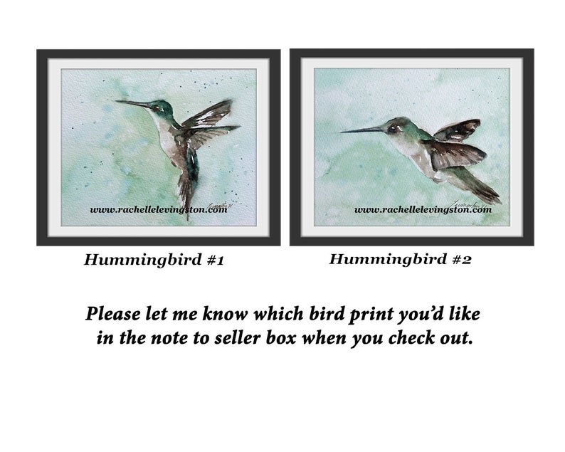 Watercolor PRINT of hummingbird from my original hummingbird painting Watercolor Hummingbird Bird PRINT Hummingbird Art brown emerald green image 3