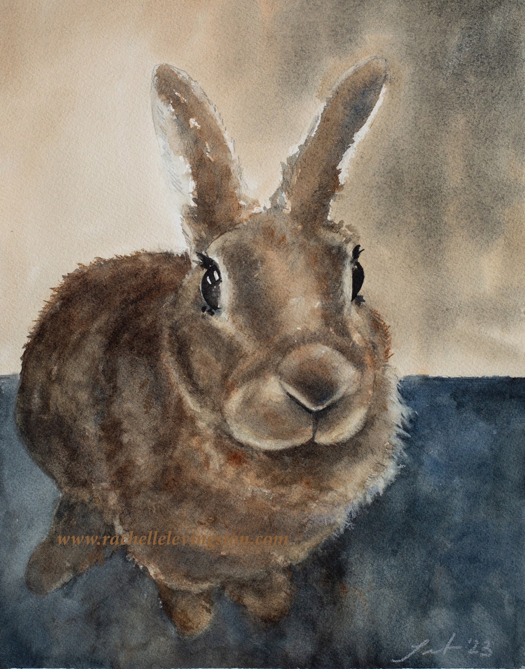 Easter Bunny Print Set - Watercolor Painting of Brown Bunny Easter