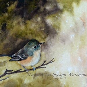 Watercolor bird painting BIRD PRINT of Vireo- Grandma Chic bird painting- Vintage bird PRINT ,nest chickadee