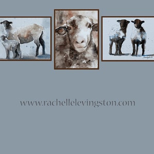 Set of watercolor Easter paintings. Easter artwork. Lamb PRINT SET. Watercolor prints of sheep. Farm Nursery art. Easter decor Grandma chic