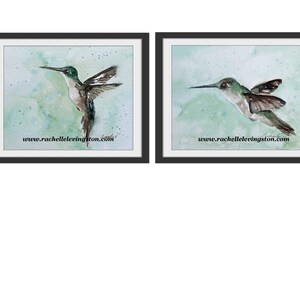 Watercolor PRINT of hummingbird from my original hummingbird painting Watercolor Hummingbird Bird PRINT Hummingbird Art brown emerald green image 6