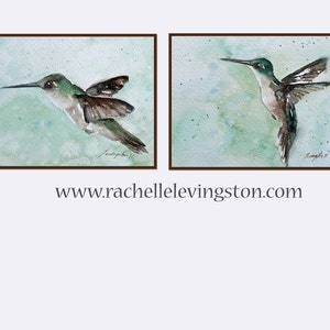 Painting of hummingbird. Mom Gift. Hostess gift. Hummingbird PRINT SET. Sale kitchen wall art. Hummingbird art PRINT. Kitchen watercolor image 2