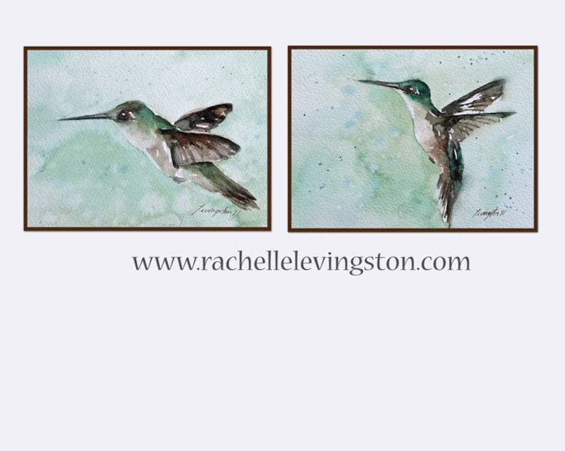 Painting of hummingbird. Mom Gift. Hostess gift. Hummingbird PRINT SET. Sale kitchen wall art. Hummingbird art PRINT. Kitchen watercolor image 2