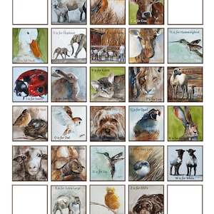 Abc Print with animals- nursery animal print Watercolor- Alphabet PRINT with animals- ABC Letter poster- Alphabet owl bunny bird 11x14