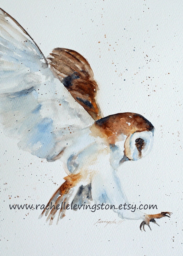 Watercolor Owl Art Print: Halloween Decor, Boy Room, Nursery Art Painting