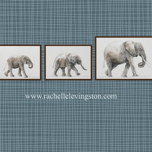 Baby elephant painting Elephant PRINT set in watercolor Mother elephant with baby following Baby elephant art for nursery room decor image 2