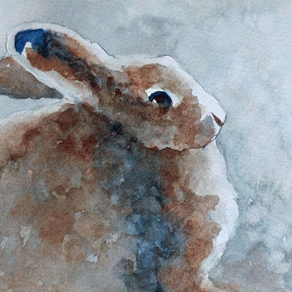 Watercolor Bunny Print Set: Easter Nursery Art Painting