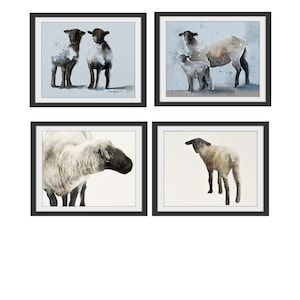 Watercolor Lamb Print Set: Religious Easter Art image 1