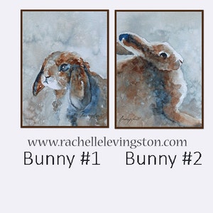 Watercolor bunny painting. Brown Bunny PRINT. Bunny painting SET. Painting of brown bunny EASTER Art Print image 2