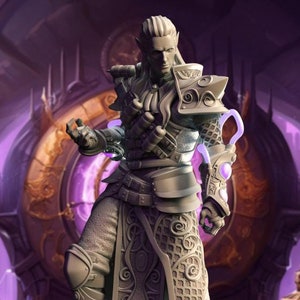 Dark Elf Sorcerer Miniature | Elven Artificer Mini, Multiple scale Options | By DM Stash