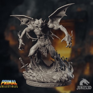 Flame Devil Mini | Winged Fire Demon Miniature | Infernal Boss Monster | By Primal Collectibles