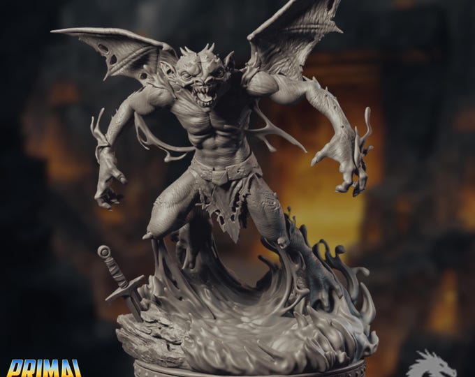 Flame Devil Mini | Winged Fire Demon Miniature | Infernal Boss Monster | By Primal Collectibles