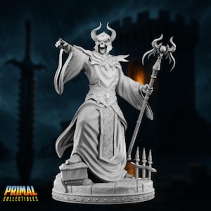 Skeletal Vampire Lich Mini | Dreaded Vampire King Sorcerer or Necromancer Mini for Horror Campaigns | By Primal Collectibles