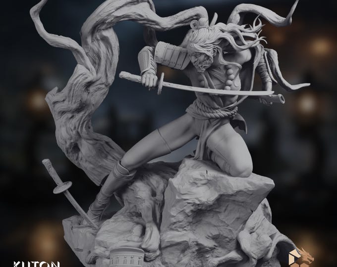 Samurai Warrior Model Kit | Ronin Swordsman Display Model | Resin Figure | 1:10 Scale |  Kuton