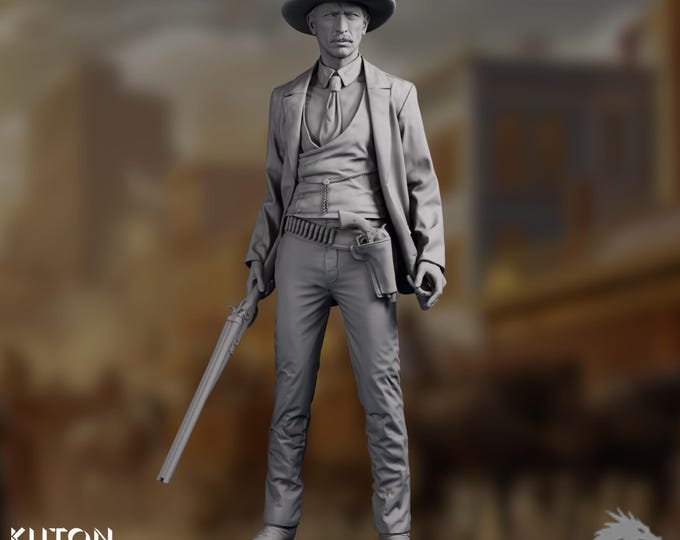 Cowboy Gunslinger Model Kit | Western Outlaw Statue | 1:10 Scale Display Figure | By Kuton