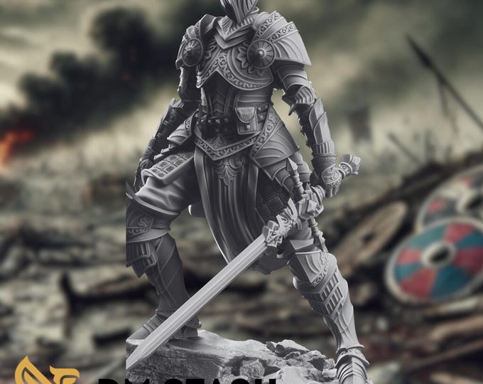 Oath of Vengeance Paladin Knight Mini | Female Champion Fighter Miniature | By DM Stash
