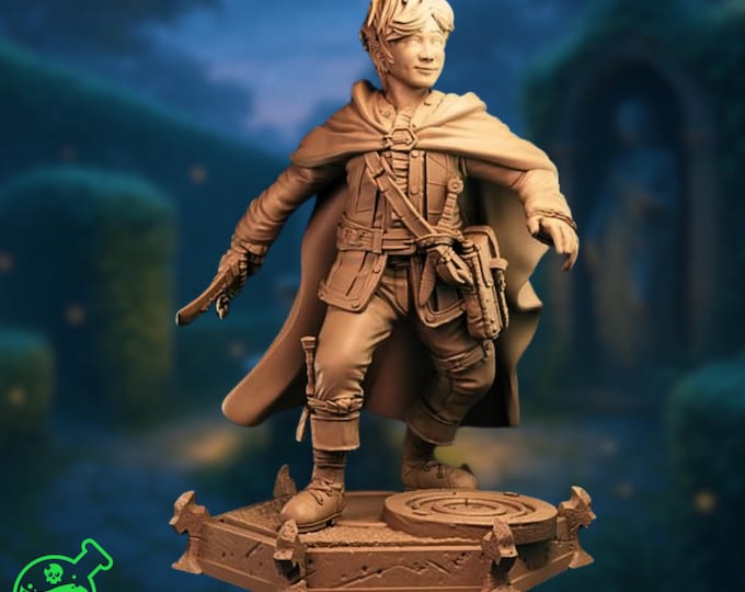 Young Rogue Adventurer Mini | Rogue Miniature for Kids | Youth Hero for Child-Friendly TTRPG's | By TPK Labs.