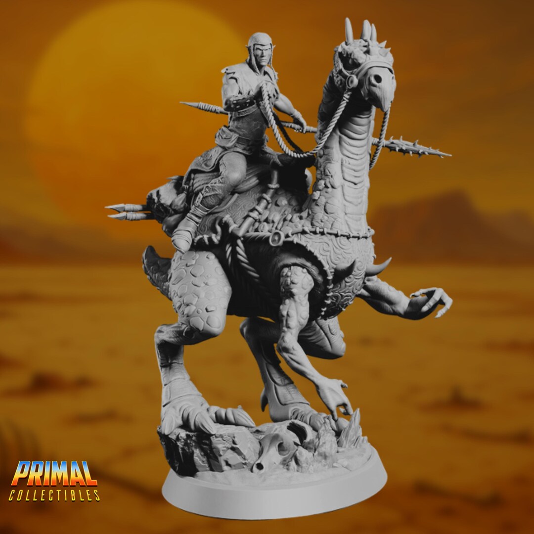 Saurian Raptor Rider Raptor Rider Mini | Saurian Wasteland Raider Miniature | Dinosaur Mount ...