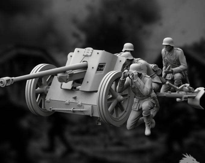WWII German Artillery Crew Miniatures | Field Gun Team | World War II Figures | By 3Dimontis