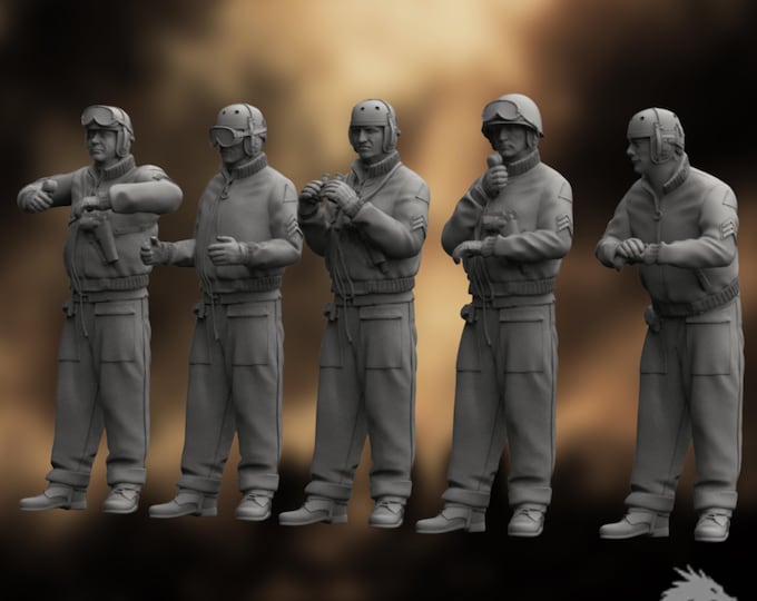 US Tank Crew Mini | American WWII Tanker Miniature Set | Tank Operators | By 3Dimontis