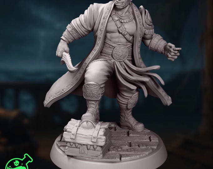 Orc Pirate Boss Mini | Half-Orc Pirate or Merchant Captain | Coastal Encounter NPC | By TPK Labs
